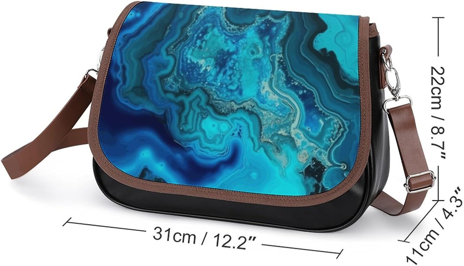 NHYDSPQ Leather Crossbody Bags, Bright Aqua Blue Turquoise Women